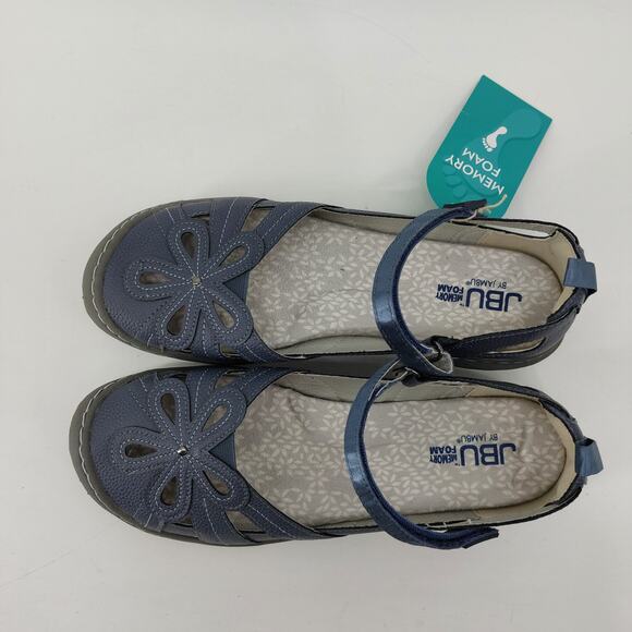 JBU Magnolia Navy Blue Mary Janes US 8M Flower Comfort - Picture 8 of 14